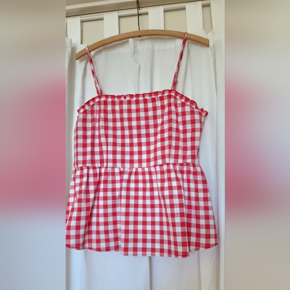 Love on a Hanger Red and White Checkered Camisole